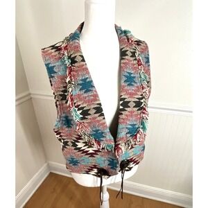 Capezio‎ Western Fringe Rodeo Open Vest Concho Aztec Design Cowgirl Women Size M